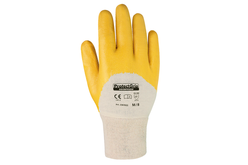 Nitrilhandschuh mit gelber Beschichtung,1022 Größen: 7 – 11