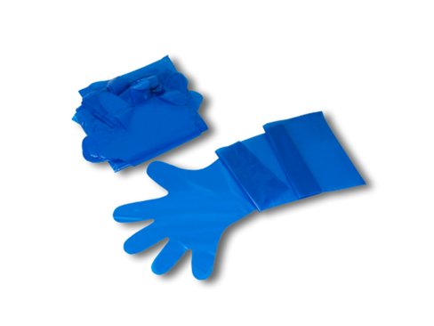 PE Veterinärhandschuh blau, 85 cm glatt 26105